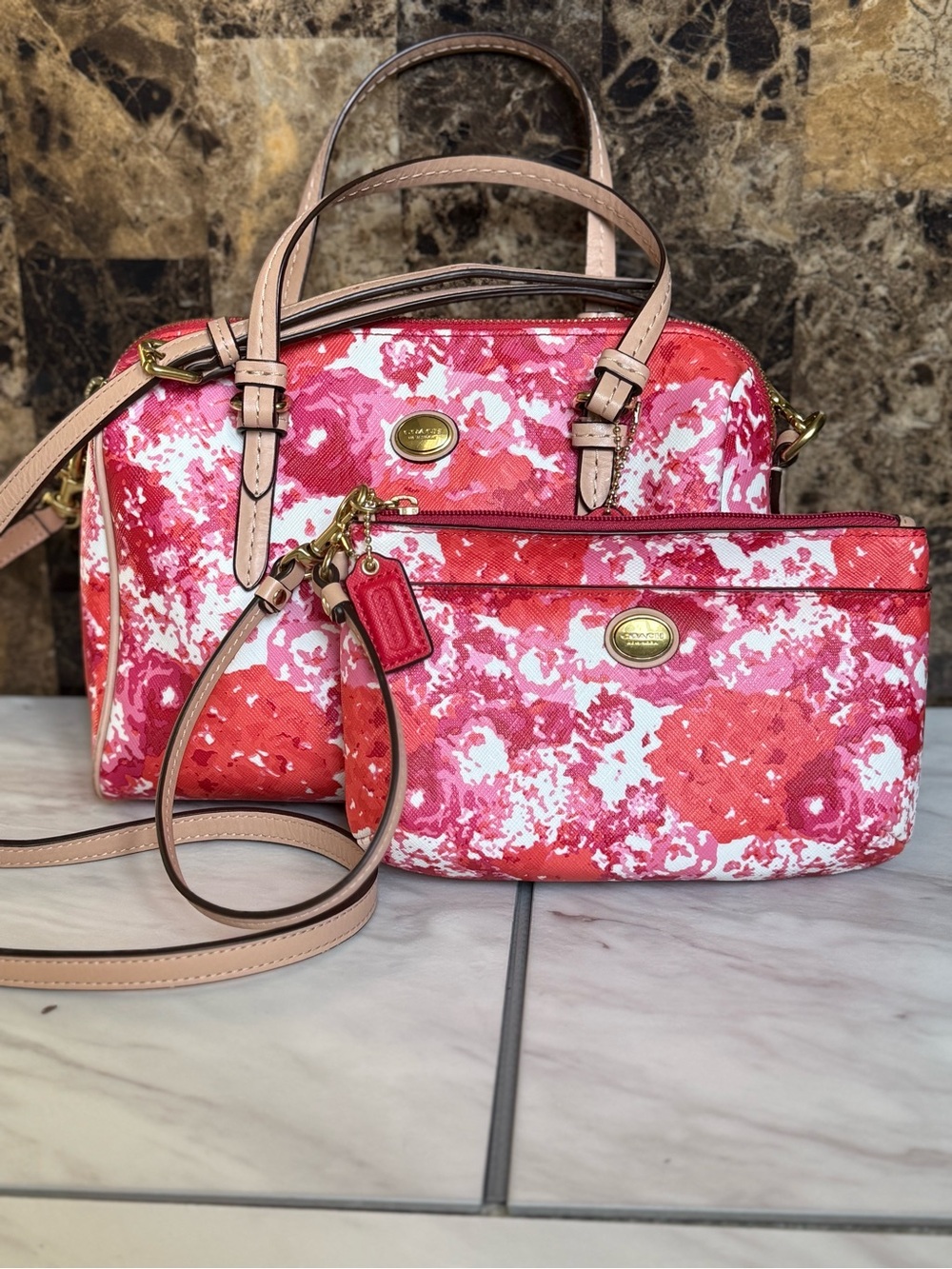 Peyton Mini Leather Bennett Floral Print Satchel & Matching Wristlet